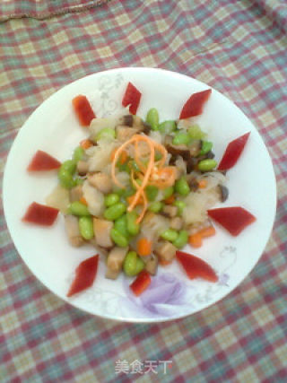 香菇银耳毛豆米的做法步骤：7