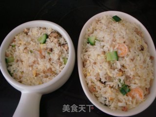 剩料巧做“芝士焗海鲜炒饭”的做法步骤：9