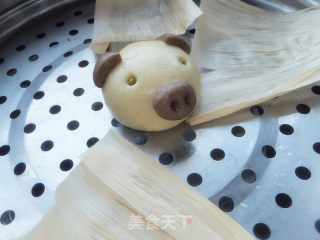 小米面猪猪豆沙包的做法步骤：8