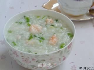 翡翠虾仁粥的做法步骤：4