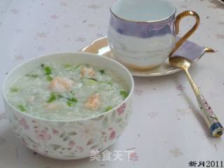 翡翠虾仁粥的做法步骤：5