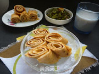菜汁煎饼的做法步骤：16