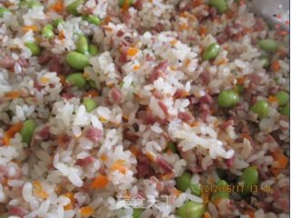 火腿毛豆焖饭的做法步骤：6