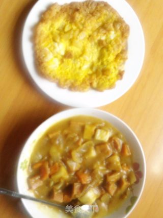 我的午餐：咖喱年糕，萝卜丁炒蛋的做法步骤：7