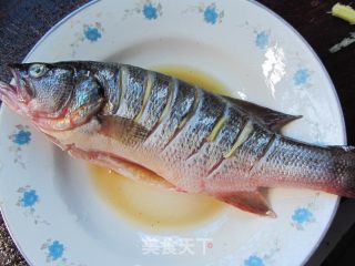 葱油清蒸鲈鱼的做法步骤：3