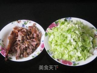 包菜鸭肉泡粥的做法步骤：2