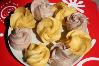 浪漫七夕——彩色玫瑰花卷的做法步骤：19