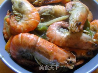 泰式青咖喱炒大头虾的做法步骤：10