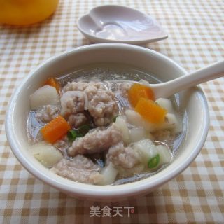马蹄肉球汤的做法步骤：7