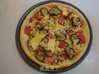 茄子虾仁披萨的做法步骤：7