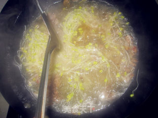 有机自种生活——萝卜菜粉丝肉沫清汤的做法步骤：6