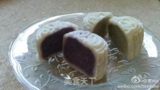 自制馅料－－紫薯、抹茶冰皮月饼的做法步骤：6