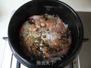 金银蒜鲜虾煲饭的做法步骤：9