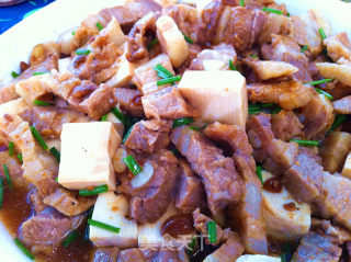 豆瓣酱蒸豆腐五花肉的做法步骤：8