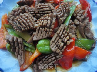 双椒爆腰花的做法步骤：9