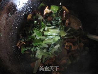 小白菜炒黏蘑的做法步骤：10