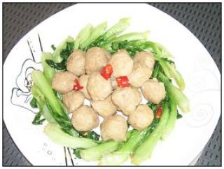 菜心扒鱼丸的做法步骤：10
