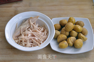 鸡丝栗子粥的做法步骤：2