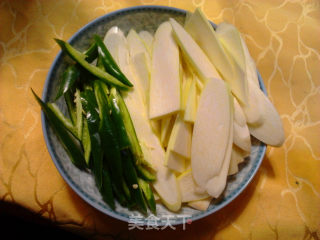 茭白青椒肉片的做法步骤：3