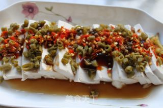 剁椒酸干豆蒸豆腐的做法步骤：6