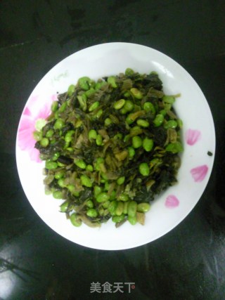 下饭菜--毛豆炒咸菜的做法步骤：6