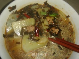 韭菜腌菜土豆片汤的做法步骤：12