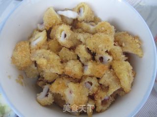 干炸鱿鱼炒饭的做法步骤：2