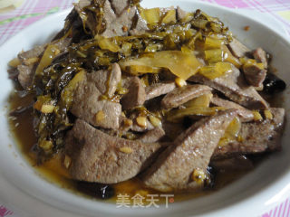 麻辣酸菜炒猪肝的做法步骤：11