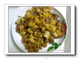 年糕粟米牛肉粒的做法步骤：1