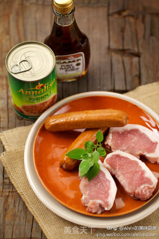 Iberian pork loin with sausage & beans的做法步骤：1
