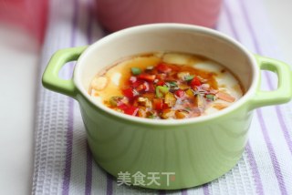 【彩椒火腿豆腐花】让美味多一点美色的做法步骤：12