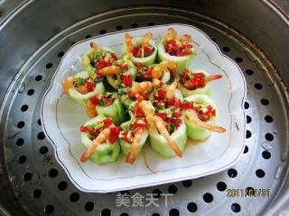 剁椒丝瓜蒸虾的做法步骤：7