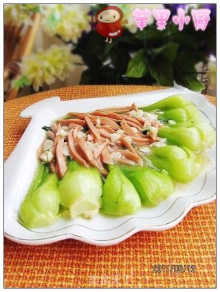 火腿油菜的做法步骤：10