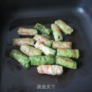 油煎包菜卷的做法步骤：11
