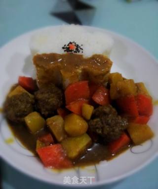 咖喱牛肉丸子饭的做法步骤：12
