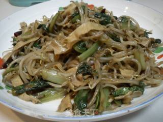 绿豆芽油麦菜炒豆皮的做法步骤：6