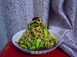 黄瓜豆腐皮拌豆芽的做法步骤：8