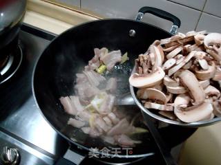 家常菜“肉片炒鲜蘑”的做法步骤：2