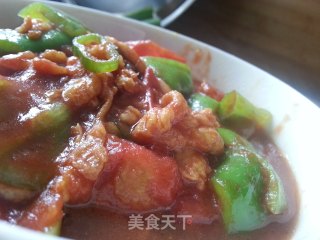 青椒版西红柿鸡蛋打卤面，微微的辣中带点儿小酸甜儿的做法步骤：13