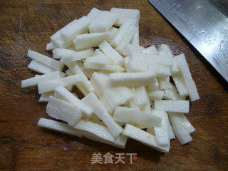 韭菜花炒山药的做法步骤：5