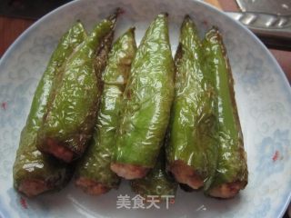 猪肉酿青椒的做法步骤：4
