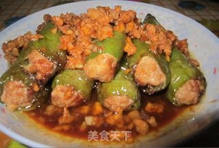 猪肉酿青椒的做法步骤：6