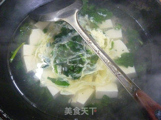 菜芯干鸡蛋豆腐汤的做法步骤：10