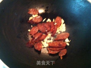 宝塔菜花炒腊肠的做法步骤：5