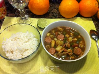 香肠海鲜稀饭的做法步骤：6