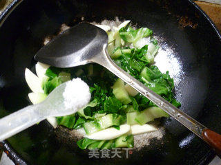 茭白炒君叠菜的做法步骤：9