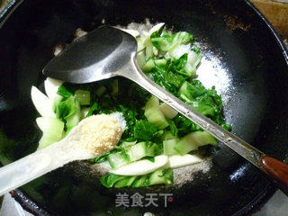 茭白炒君叠菜的做法步骤：10