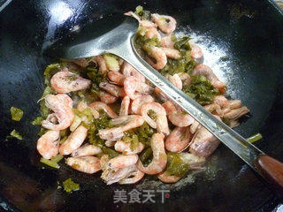 雪菜炒籽虾的做法步骤：14