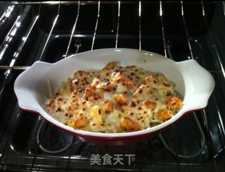奶酪鸡丁蔬菜焗￼意面的做法步骤：8
