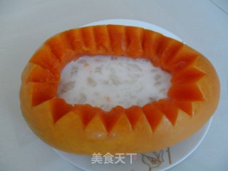 木瓜牛奶炖雪蛤的做法步骤：9